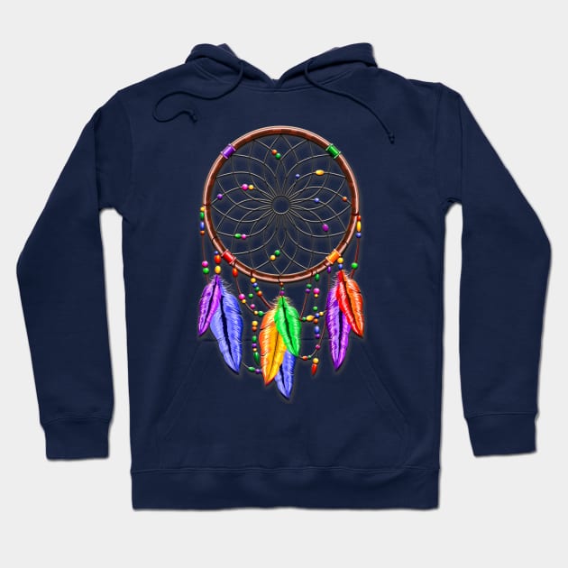 Dreamcatcher Rainbow Feathers Hoodie by BluedarkArt